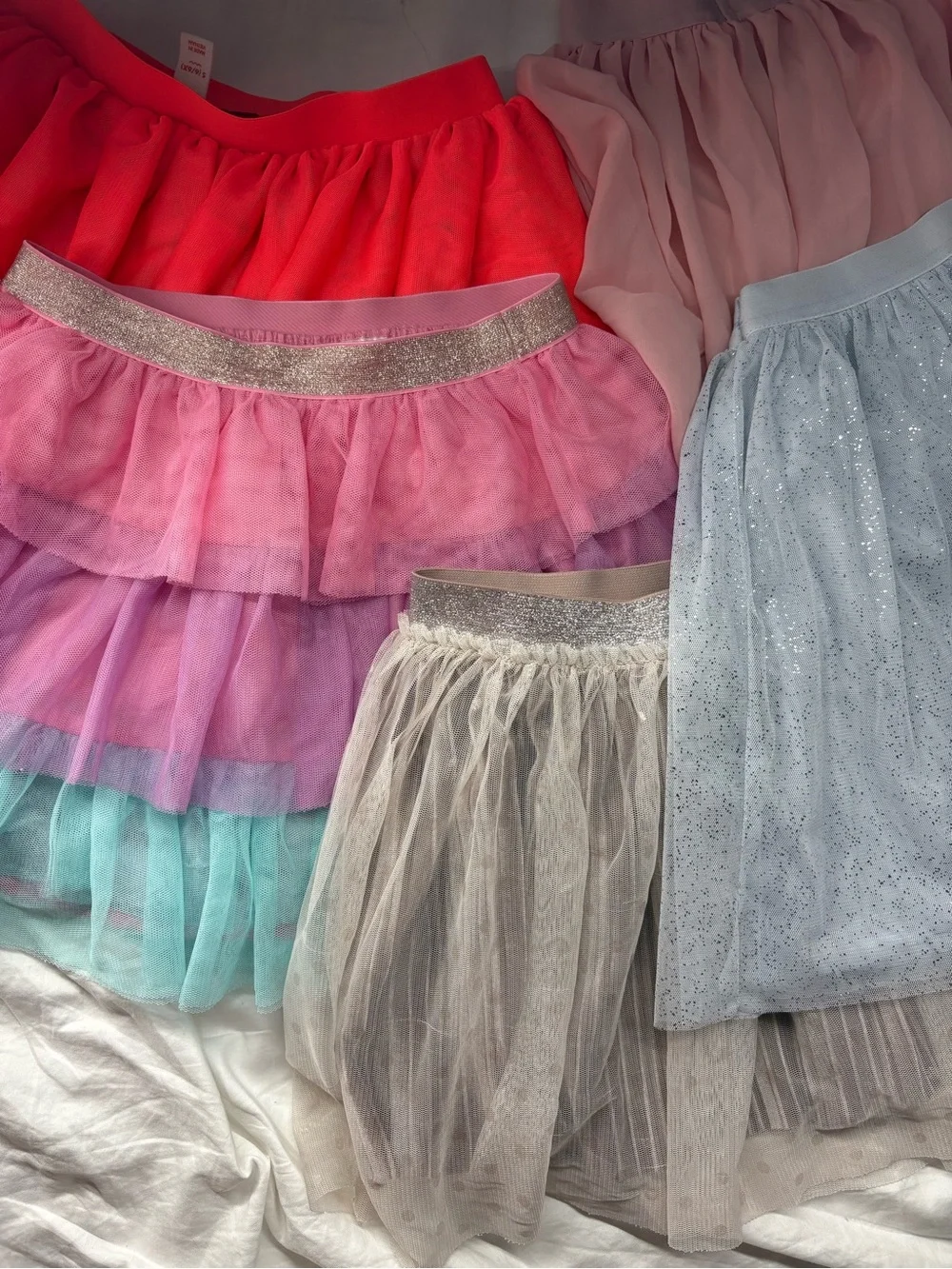 Girls' Glitter Tulle Skirt Set - Pink, Light Blue, Gray, Coral